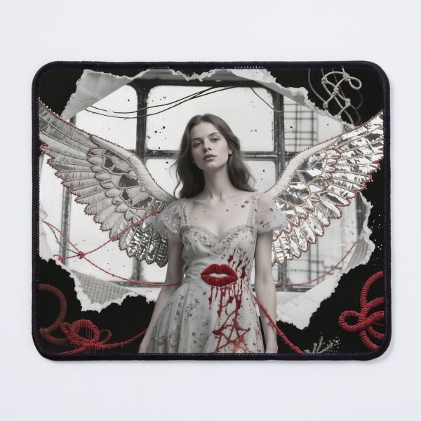 Item preview, Woman with Metallic Wings in Front of Broken Industrial Window designed and sold by Creative88Art.