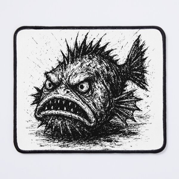 Item preview, Angry Fish Ink Drawing – Wild Sea Attitude designed and sold by Pixel-Up.