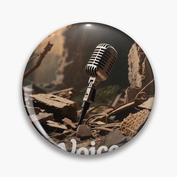 Item preview, Vintage Microphone Amidst Rubble with Torn Paper and Green Leaves designed and sold by Creative88Art.