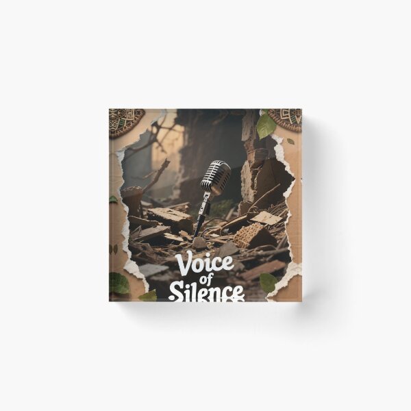 Item preview, Vintage Microphone Amidst Rubble with Torn Paper and Green Leaves designed and sold by Creative88Art.