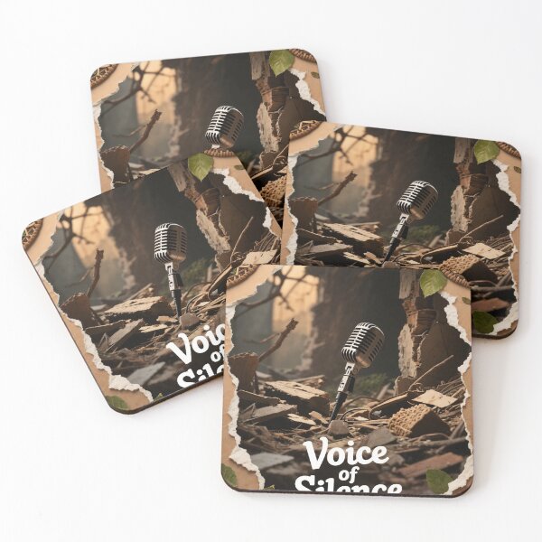 Item preview, Vintage Microphone Amidst Rubble with Torn Paper and Green Leaves designed and sold by Creative88Art.