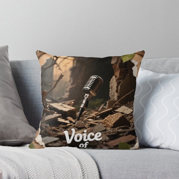 Item preview, Vintage Microphone Amidst Rubble with Torn Paper and Green Leaves designed and sold by Creative88Art.