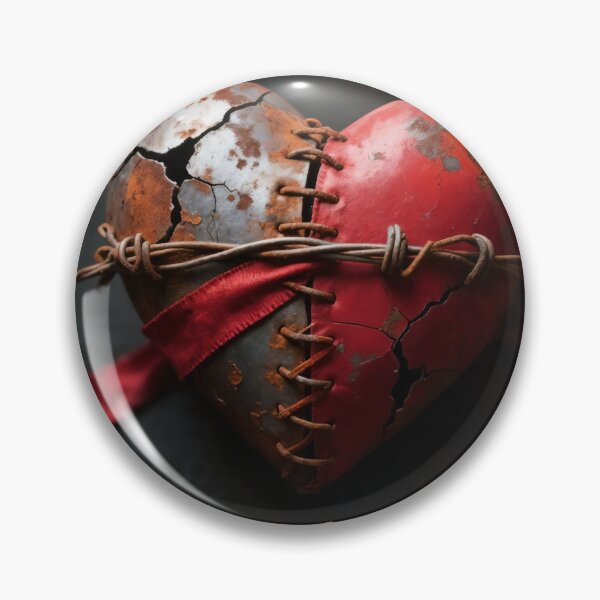 Item preview, Heart Design Split into Rusted and Vibrant Halves with Barbed Wire designed and sold by Creative88Art.