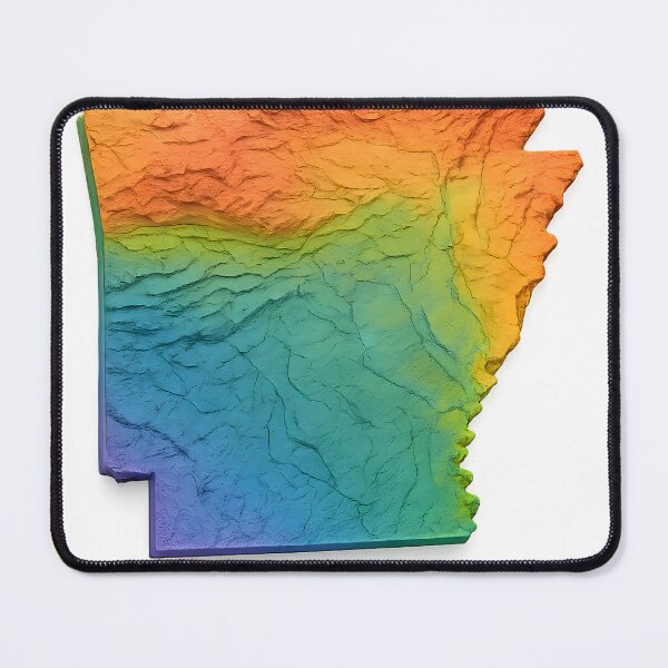 Item preview, 3D Colorful Topographic Map of Arkansas (Transparent Background) designed and sold by NCLaserDesigns.