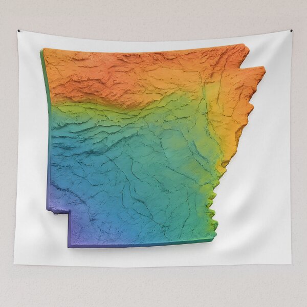 Item preview, 3D Colorful Topographic Map of Arkansas (Transparent Background) designed and sold by NCLaserDesigns.