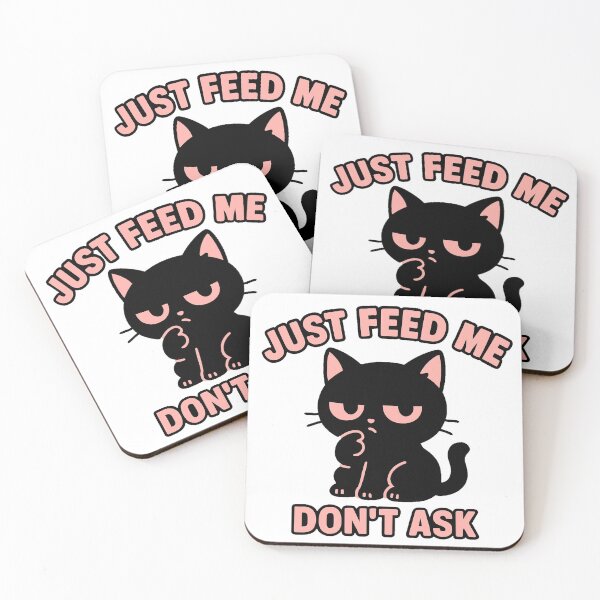 Item preview, Just Feed Me Don't Ask Funny Kawaii Black Cat designed and sold by Davidpama.