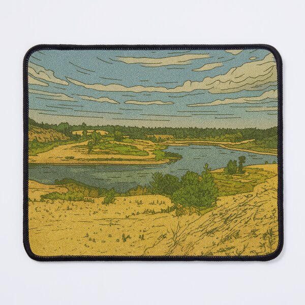Item preview, Cartoon Sandy River Landscape – Desert Oasis Style Artwork designed and sold by TrailThrottleCo.