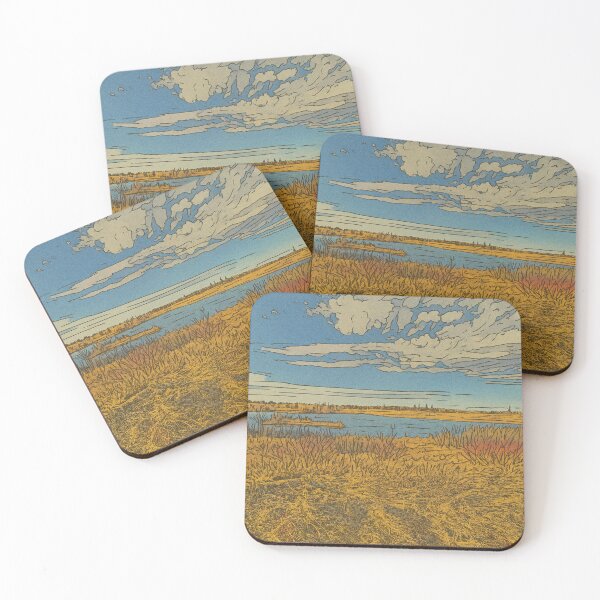 Item preview, Cartoon Marshland with Blue Sky – Peaceful Nature Illustration designed and sold by TrailThrottleCo.