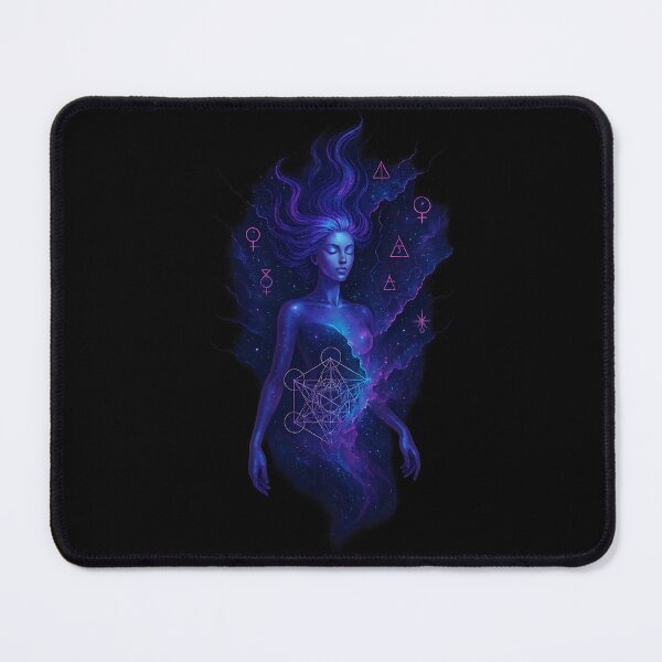 Item preview, Cosmic Spirit Floating Through Sacred Geometry – Psychedelic Goddess Art designed and sold by ArcadiaSilence.