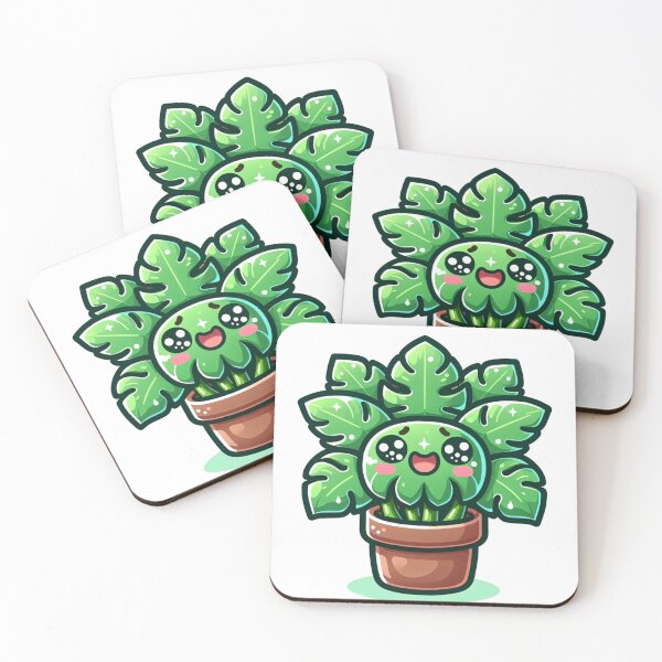 Item preview, Bonita pegatina para maceta: Hoja de monstera sonriente designed and sold by Hasanify.
