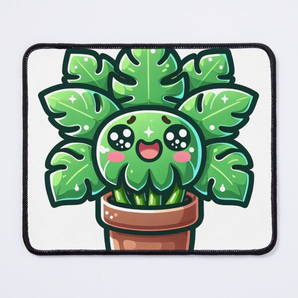 Aperçu de l'œuvre Autocollant mignon pour pot de fleurs – Feuille de Monstera souriante créée et vendue par Hasanify.