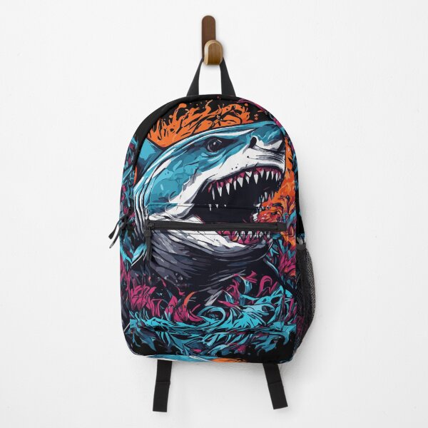 Item preview, Colorful Shark Attack – Neon Sea Predator Art designed and sold by Pixel-Up.