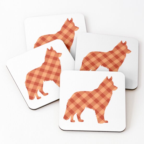 Item preview, Festive Dog Silhouette Design - Collie - Orange Plaid designed and sold by VonsKraftCorner.