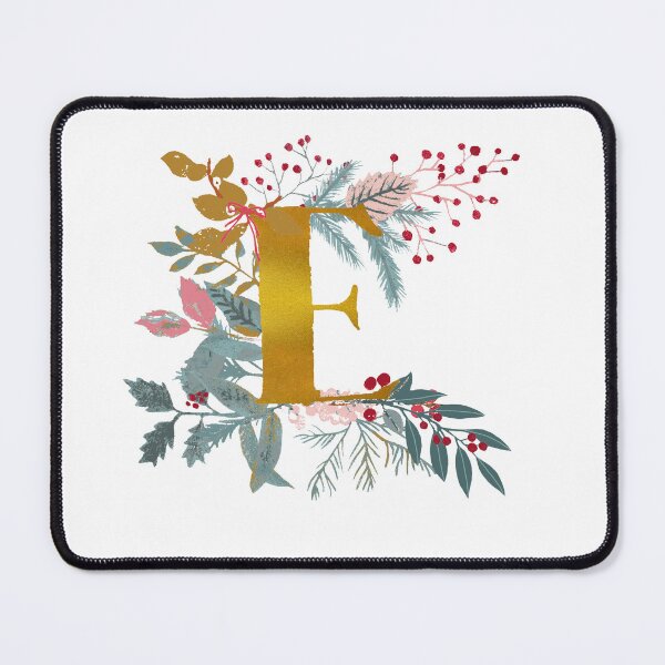 Item preview, Personalized Holidays MONOGRAM GOLD letter alphabet E with watercolor floral designed and sold by Katarina Roccella.