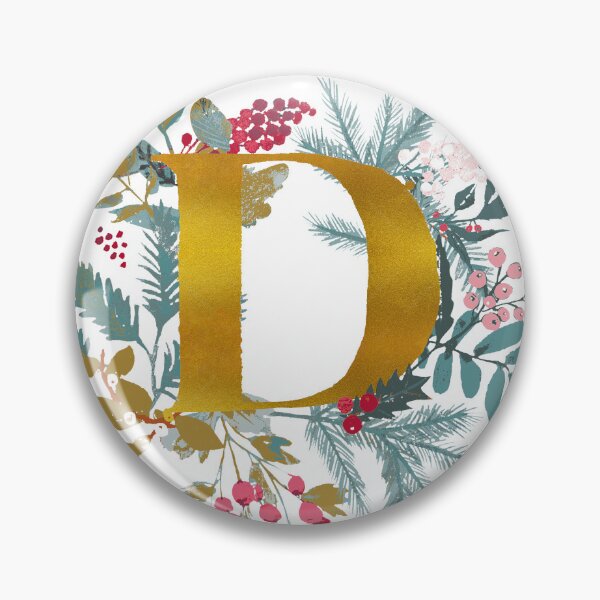 Item preview, Personalized Holidays MONOGRAM GOLD letter alphabet D with watercolor floral designed and sold by Katarina Roccella.