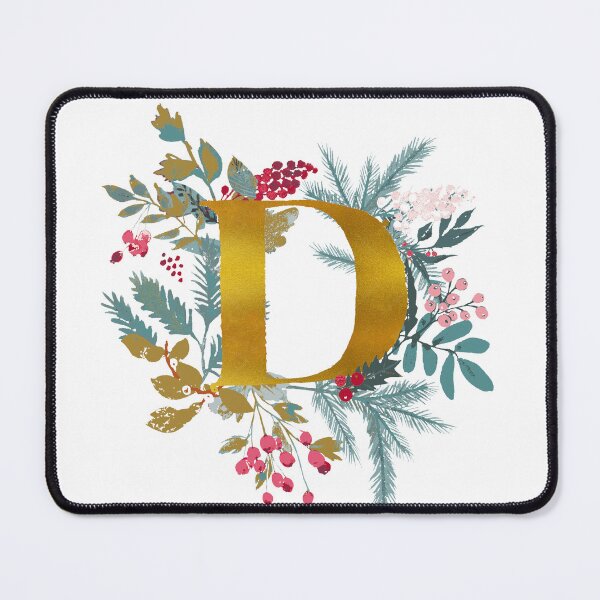 Item preview, Personalized Holidays MONOGRAM GOLD letter alphabet D with watercolor floral designed and sold by Katarina Roccella.
