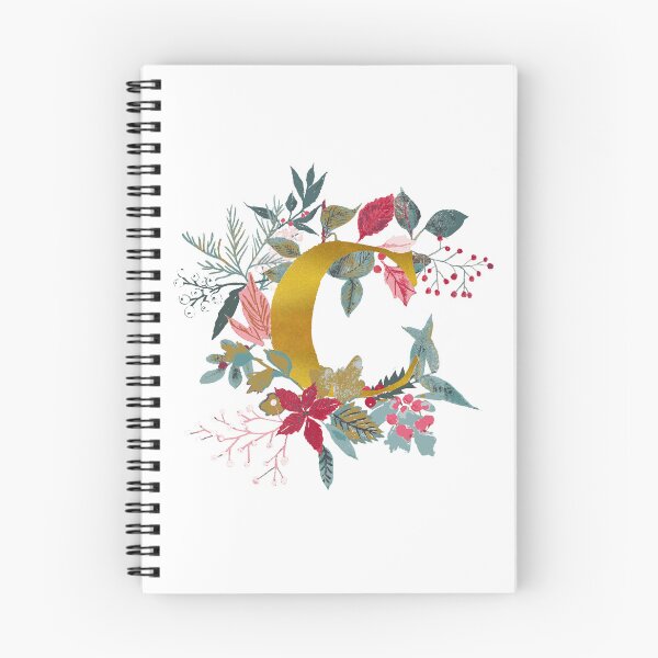 Item preview, Personalized Holidays Christmas gift MONOGRAM GOLD letter alphabet C with watercolor floral designed and sold by Katarina Roccella.