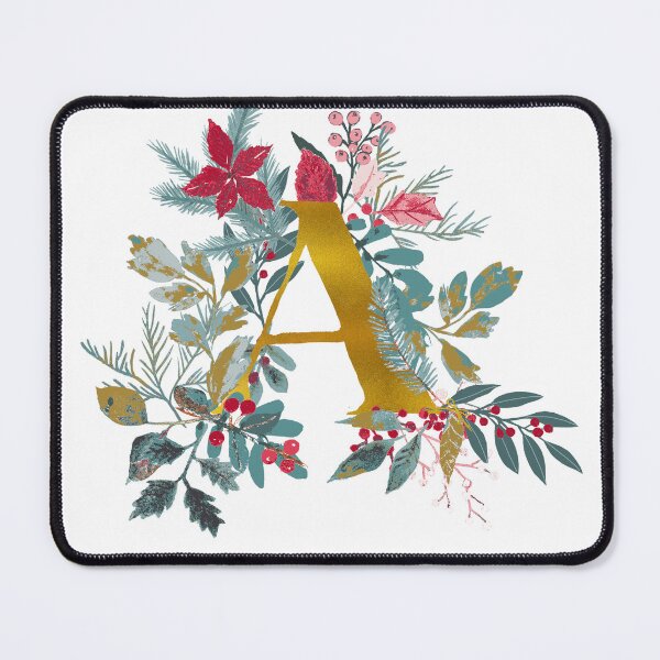 Item preview, Personalized Holidays MONOGRAM GOLD letter alphabet A with watercolor floral designed and sold by Katarina Roccella.