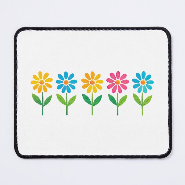 Item preview, Colorful Cartoon Daisy Row - Happy Flower Design designed and sold by ArtfulWeave.