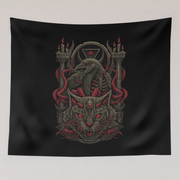 Item preview, Raven and Cat Horror Totem designed and sold by Blasphemy-ink.