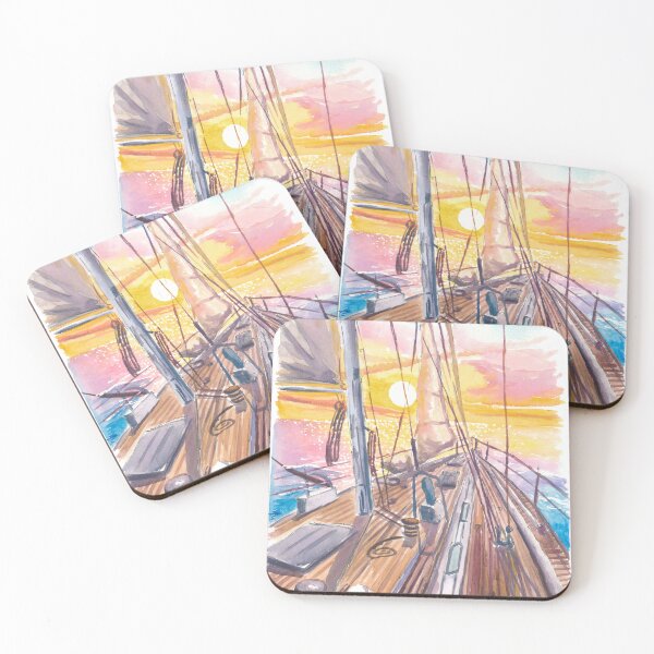 Item preview, Sailing Yacht Foredeck Facing Flames of the Falling Sun designed and sold by artshop77.