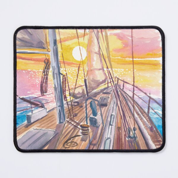 Item preview, Sailing Yacht Foredeck Facing Flames of the Falling Sun designed and sold by artshop77.