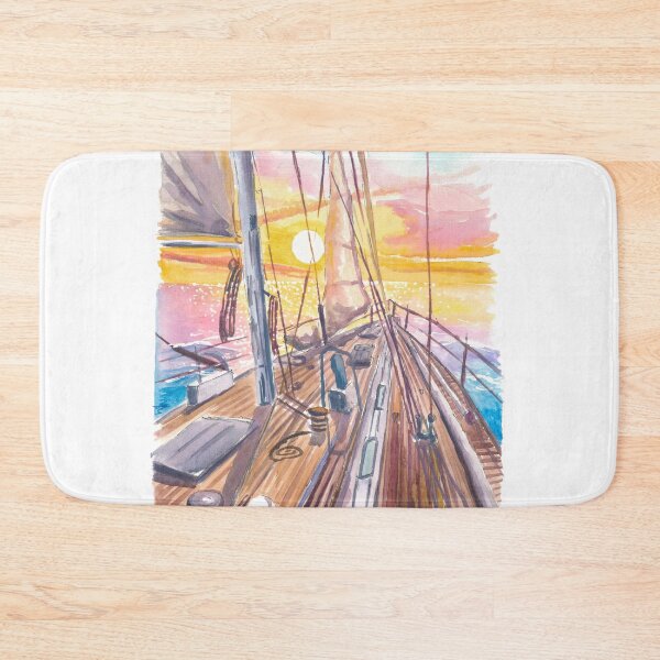 Item preview, Sailing Yacht Foredeck Facing Flames of the Falling Sun designed and sold by artshop77.