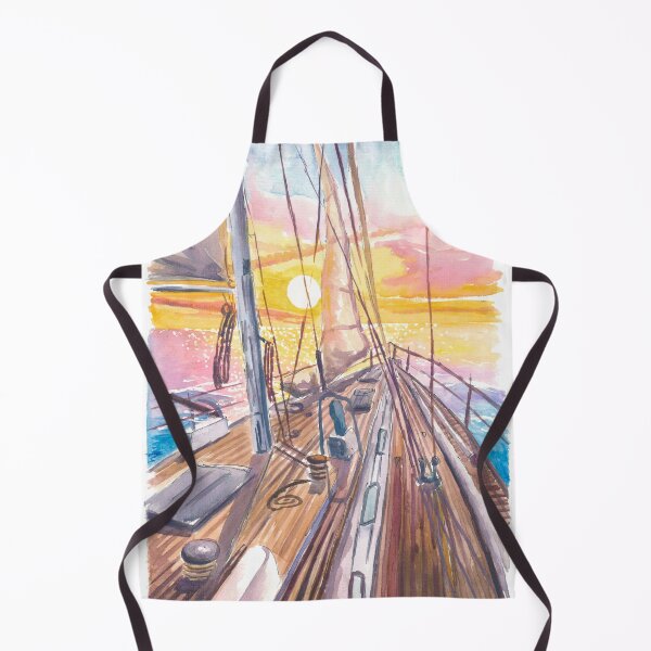 Item preview, Sailing Yacht Foredeck Facing Flames of the Falling Sun designed and sold by artshop77.