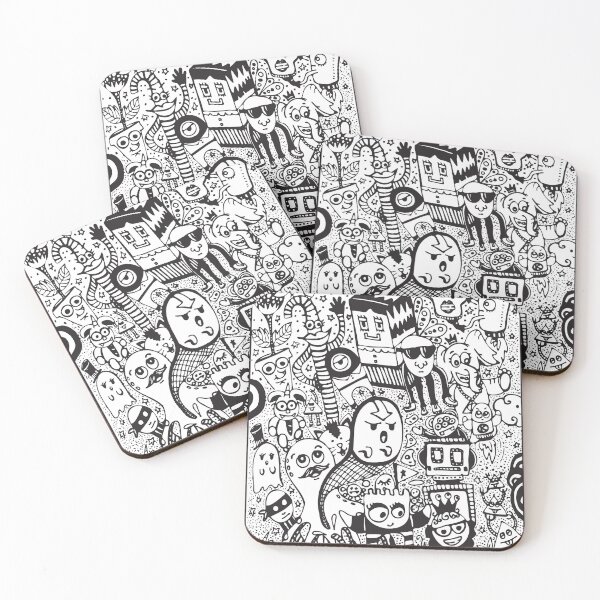 Item preview, Whimsical Doodle World - Black & White Line Art designed and sold by Katherine Ann.