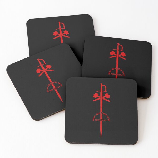 Item preview, iron sharpens iron - chi rho symbol with sword and hammer - red design | bible verse Proverbs 27 17 designed and sold by ZechJohnRB.