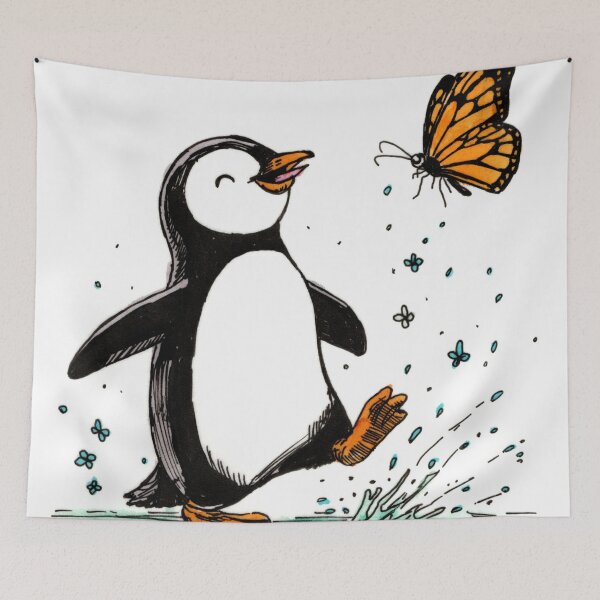 Item preview, Penguin & Butterfly designed and sold by Scribbles & Doodles by Jinx.