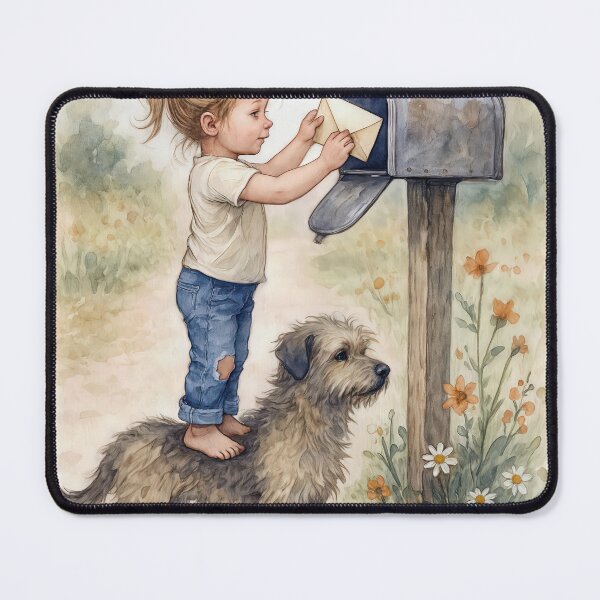 Item preview, Little Girl Standing On a Dog Mailing an Envelope designed and sold by Maria Dryfhout.