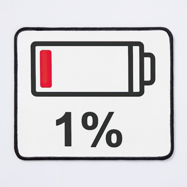 Item preview, Low Battery 1 Percent Icon - Funny Exhausted Mood Design designed and sold by ArtfulWeave.