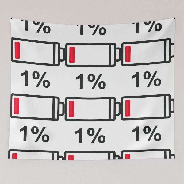 Item preview, Low Battery 1 Percent Icon - Funny Exhausted Mood Design designed and sold by ArtfulWeave.