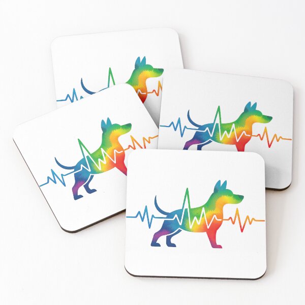 Item preview, Rainbow Dog with Heartbeat Line - Colorful Pet Lover Design designed and sold by ArtfulWeave.