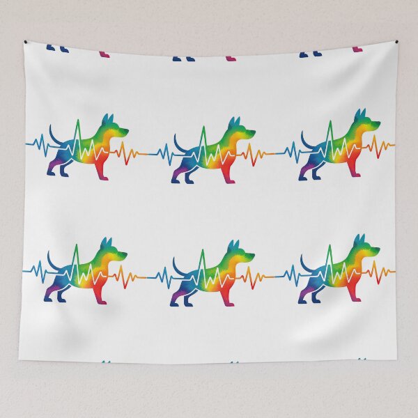 Item preview, Rainbow Dog with Heartbeat Line - Colorful Pet Lover Design designed and sold by ArtfulWeave.
