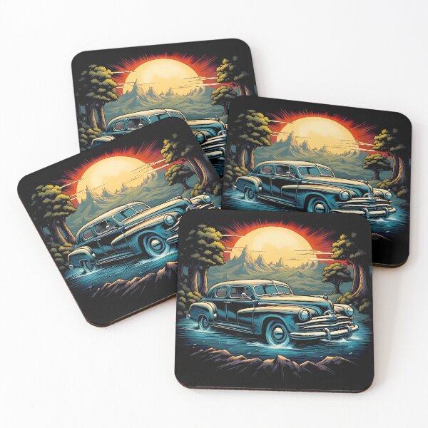 Item preview, Retro Car Ride – Sunset Cruise Through Fantasy Forest designed and sold by Pixel-Up.