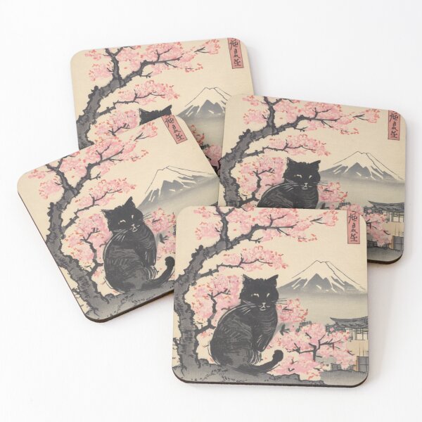 Item preview, Black Cat Under Cherry Blossoms designed and sold by facuesposito.