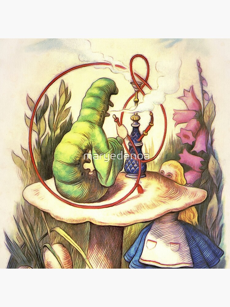 Alice & The Hookah Smoking Caterpillar - Alice In Wonderland by maryedenoa