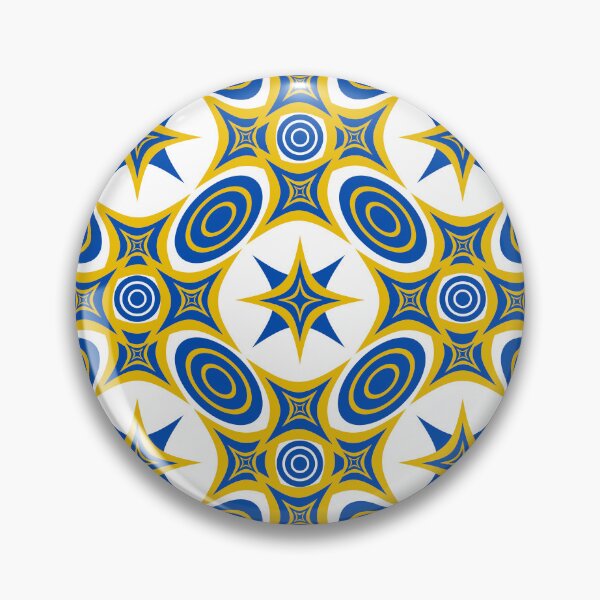 Item preview, Geometric starburst and ellipse pattern in blue and gold designed and sold by Jjc59.