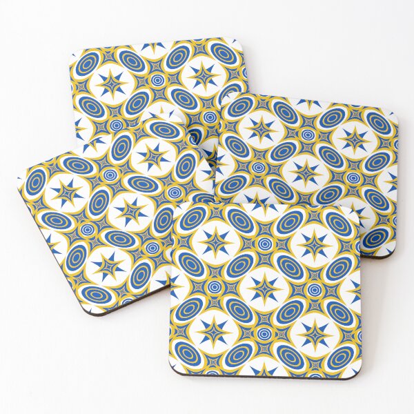 Item preview, Geometric starburst and ellipse pattern in blue and gold designed and sold by Jjc59.