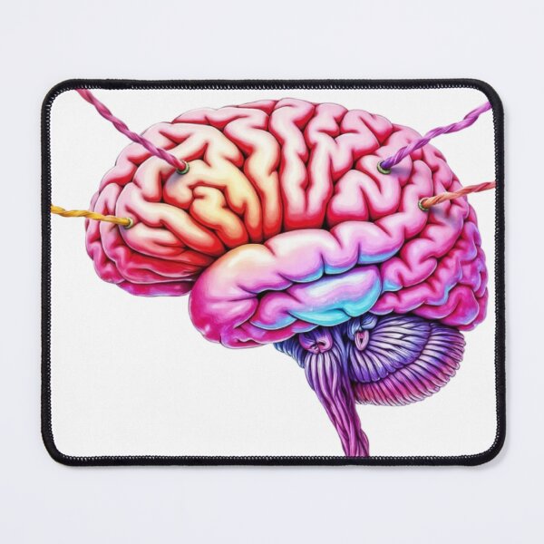 Item preview, Stylized Illustration of a Human Brain with Multicolored Cords designed and sold by Creative88Art.
