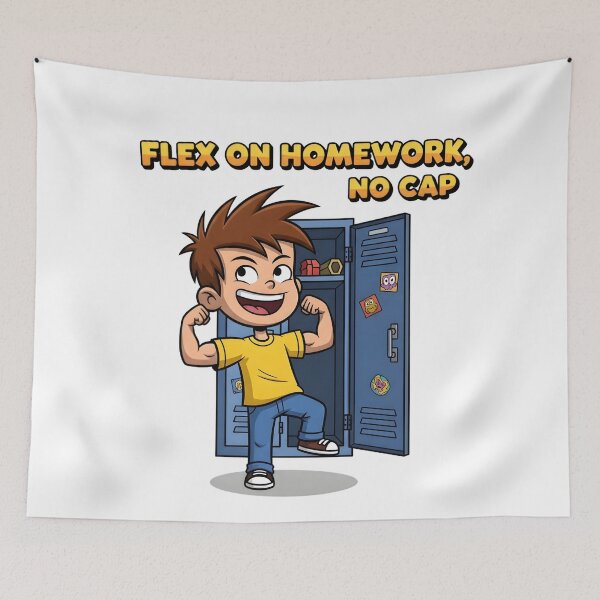 Item preview, Flex on Homework – School Locker Motivation Meme Digital Art designed and sold by AnnDesignStudio.