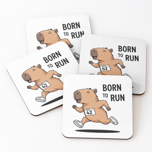 Item preview, Energetic Capybara Running Marathon Cartoon – Playful Sports Animal  designed and sold by kubix81.
