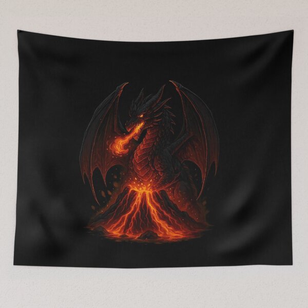 Item preview, Molten Guardian Dragon – Fiery Volcano Beast Fantasy Art designed and sold by ArcadiaSilence.