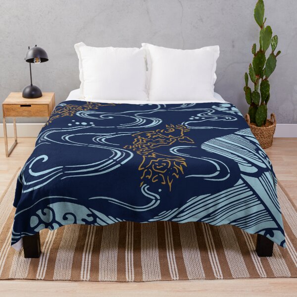 Item preview, Japanese koi fish upon waves - seamless vintage pattern designed and sold by Japan Design Prints.