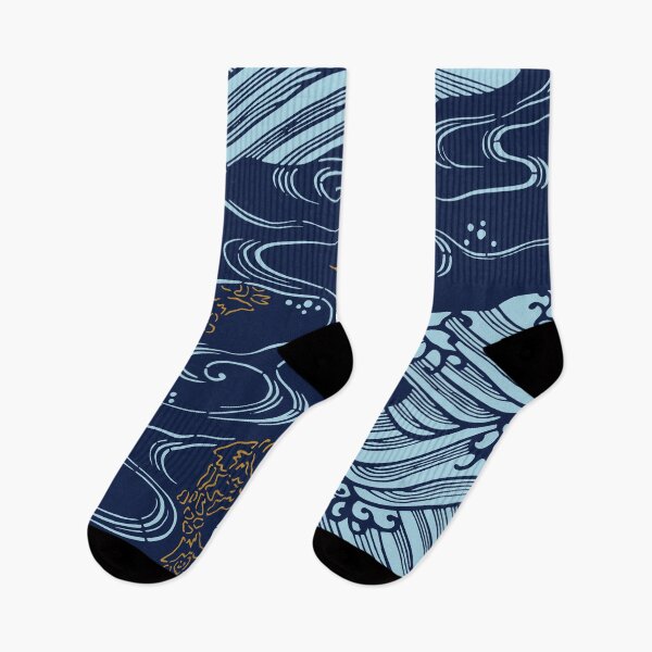 Item preview, Japanese koi fish upon waves - seamless vintage pattern designed and sold by Japan Design Prints.