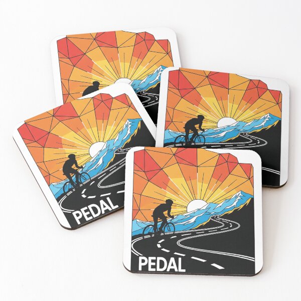 Item preview, Cyclist Silhouette on Mountain Road – Energetic Geometric Sunrise designed and sold by kubix81.