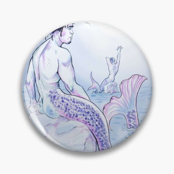 Item preview, Handsome merman sat on a rock - gay artwork - ocean mermaid dreams designed and sold by DoodleDaddy_.