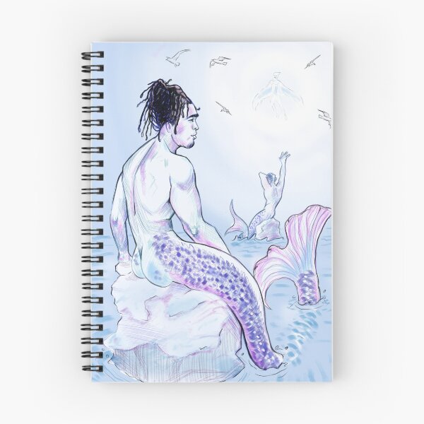 Item preview, Handsome merman sat on a rock - gay artwork - ocean mermaid dreams designed and sold by DoodleDaddy_.
